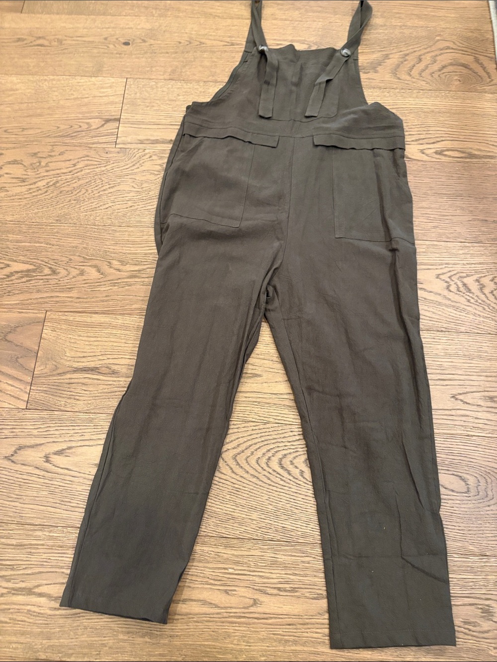 Amazon Olive Green Utility Linen Overalls Jumpsuit